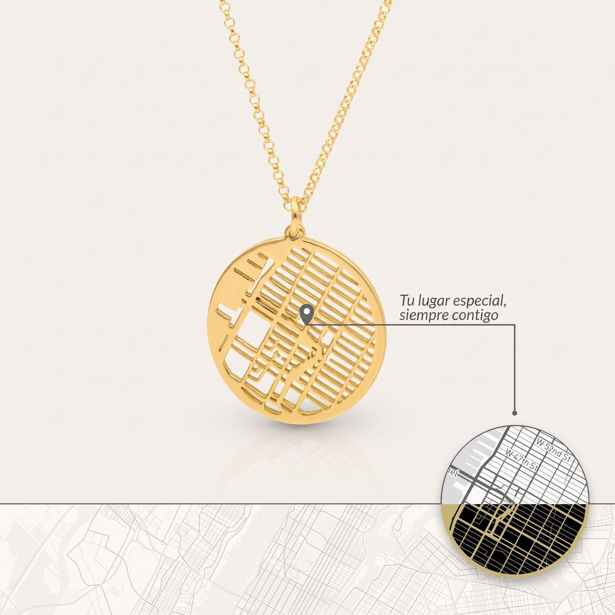 Collar mapa en círculo: tu lugar especial convertido en colgante