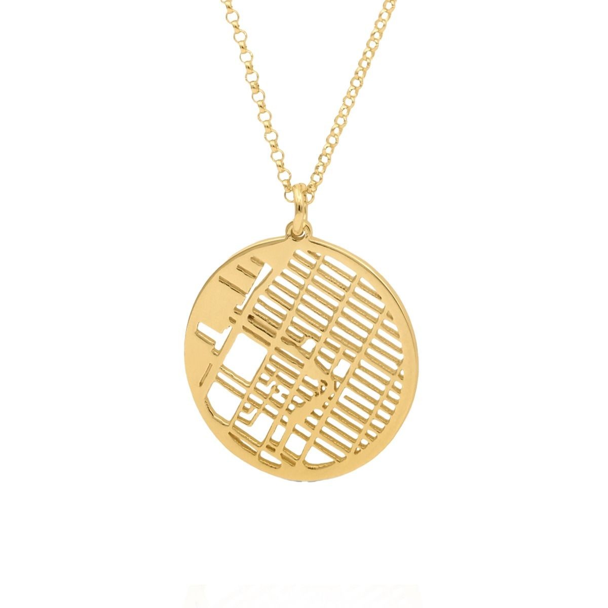 Collar mapa en círculo, en oro y en plata