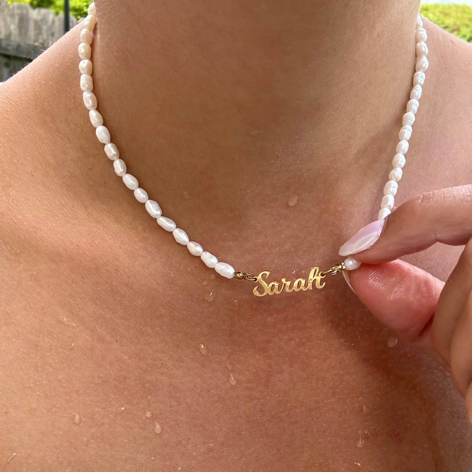 Collar Calma Marina con Nombre - LUZ DE LUNAS LLC