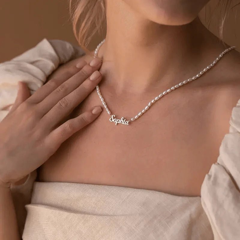 Collar Calma Marina con Nombre - LUZ DE LUNAS LLC