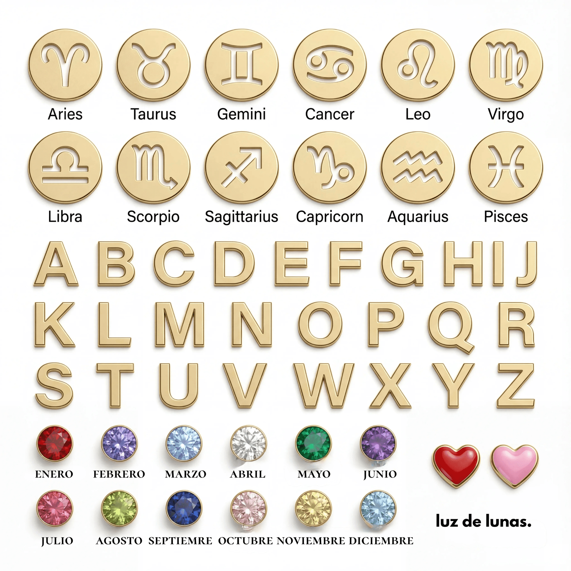 Collar de Charms Espaciales en Oro 18K - LUZ DE LUNAS LLC