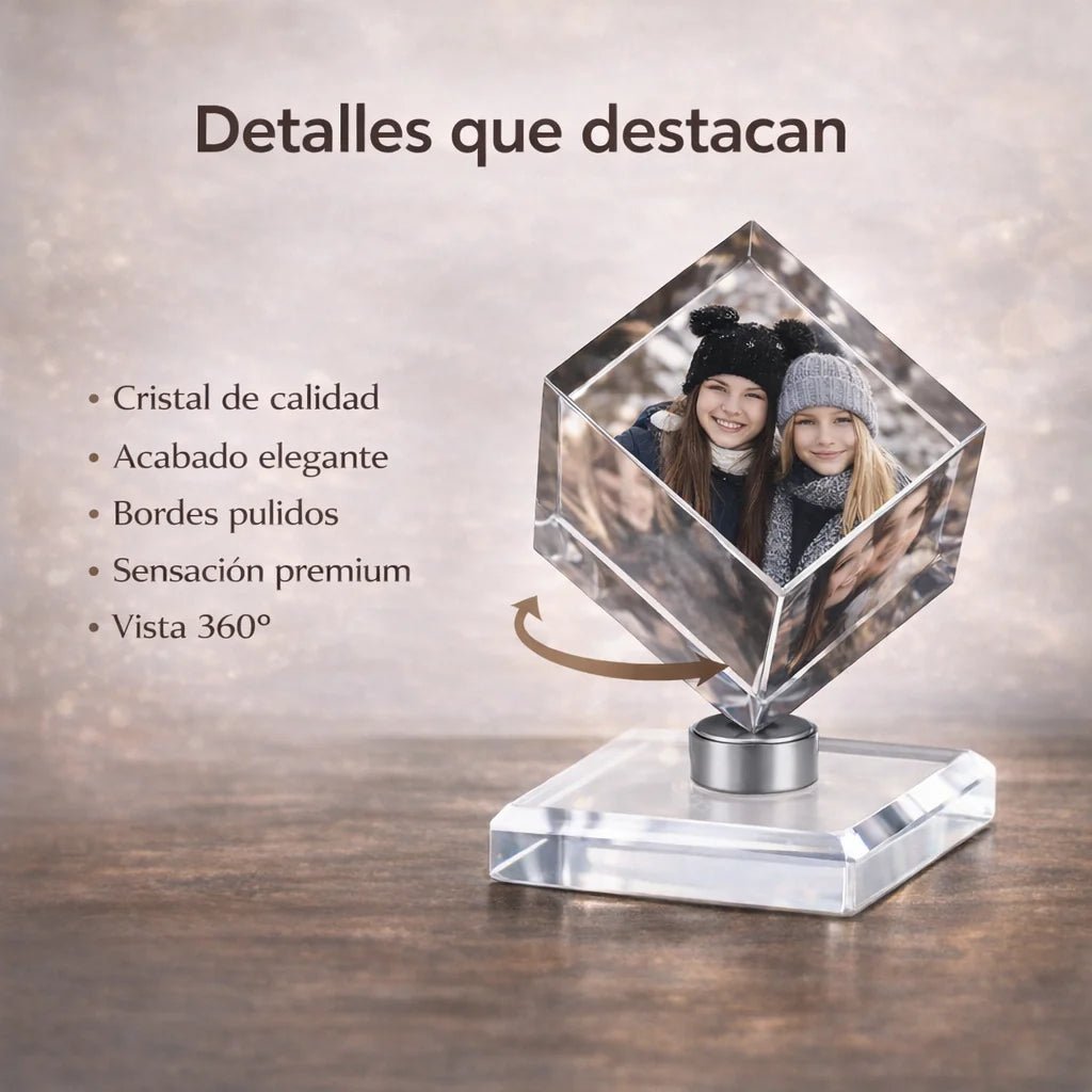 Cubo Recuerdo de Cristal 3D - LUZ DE LUNAS LLC