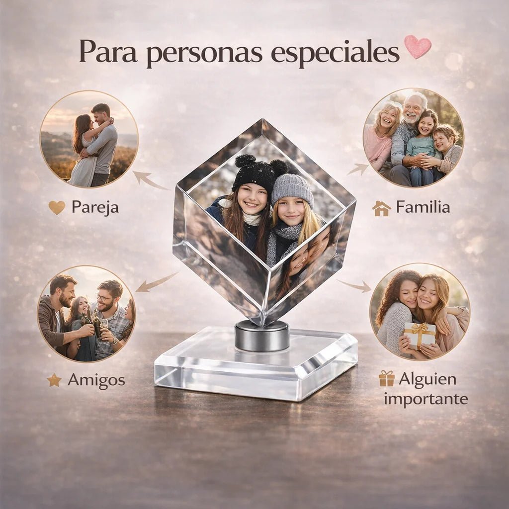 Cubo Recuerdo de Cristal 3D - LUZ DE LUNAS LLC