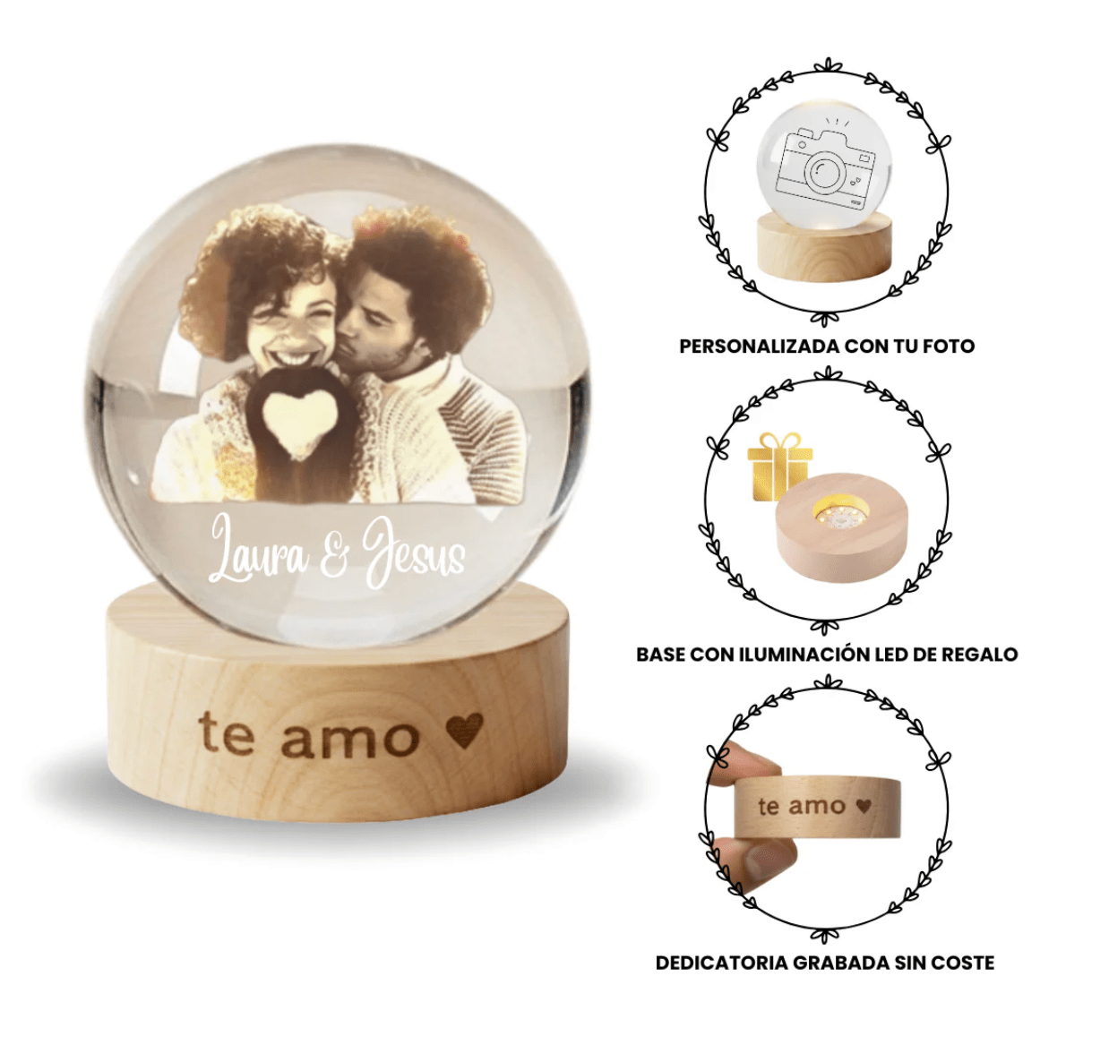 Esfera de cristal Personalizable - LUZ DE LUNAS LLC