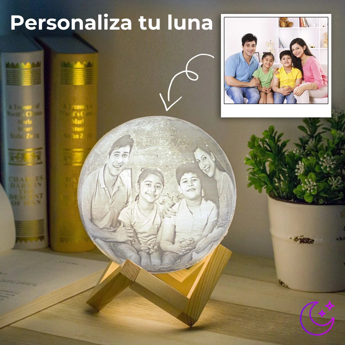 Lampara Luna Personalizada 3D - Luz de Lunas